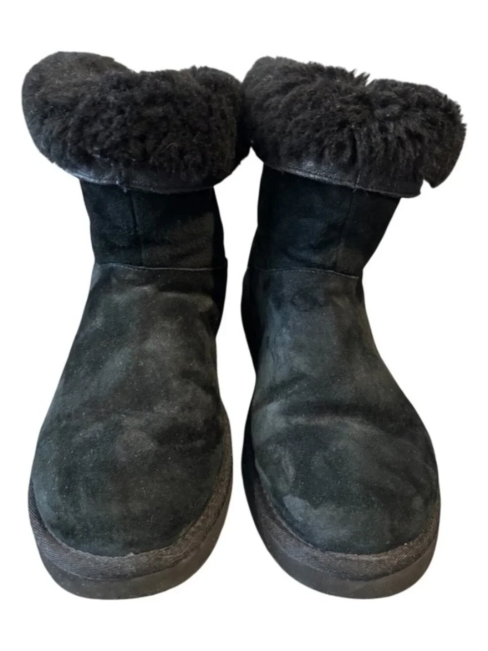 UGG Remora Boots Women's Size 10 Black Suede Shearling Buckle Winter Boots EUC